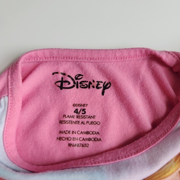 Disney Princess Girls Pink Live Your Story Nightgown Ariel Moana Size 4/5 - Picture 4 of 7